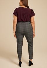 Plus Size Plaid Bengaline Mid Rise Skinny Pant, C1755, small