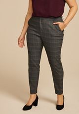 Plus Size Plaid Bengaline Mid Rise Skinny Pant, C1755, small