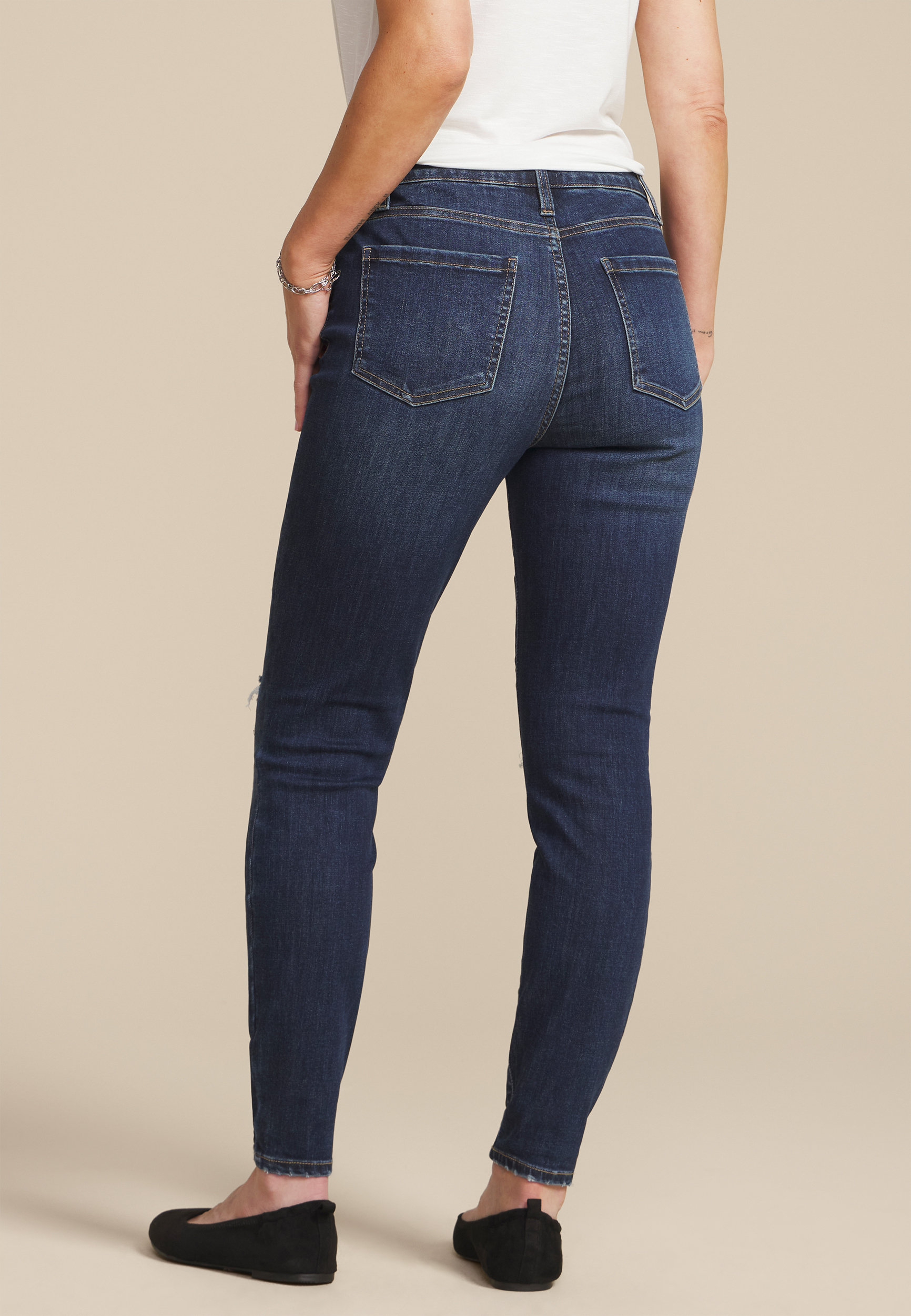 m jeans by maurices&trade; Dark Cool Comfort High Rise Backed Ripped Jegging, C258, large
