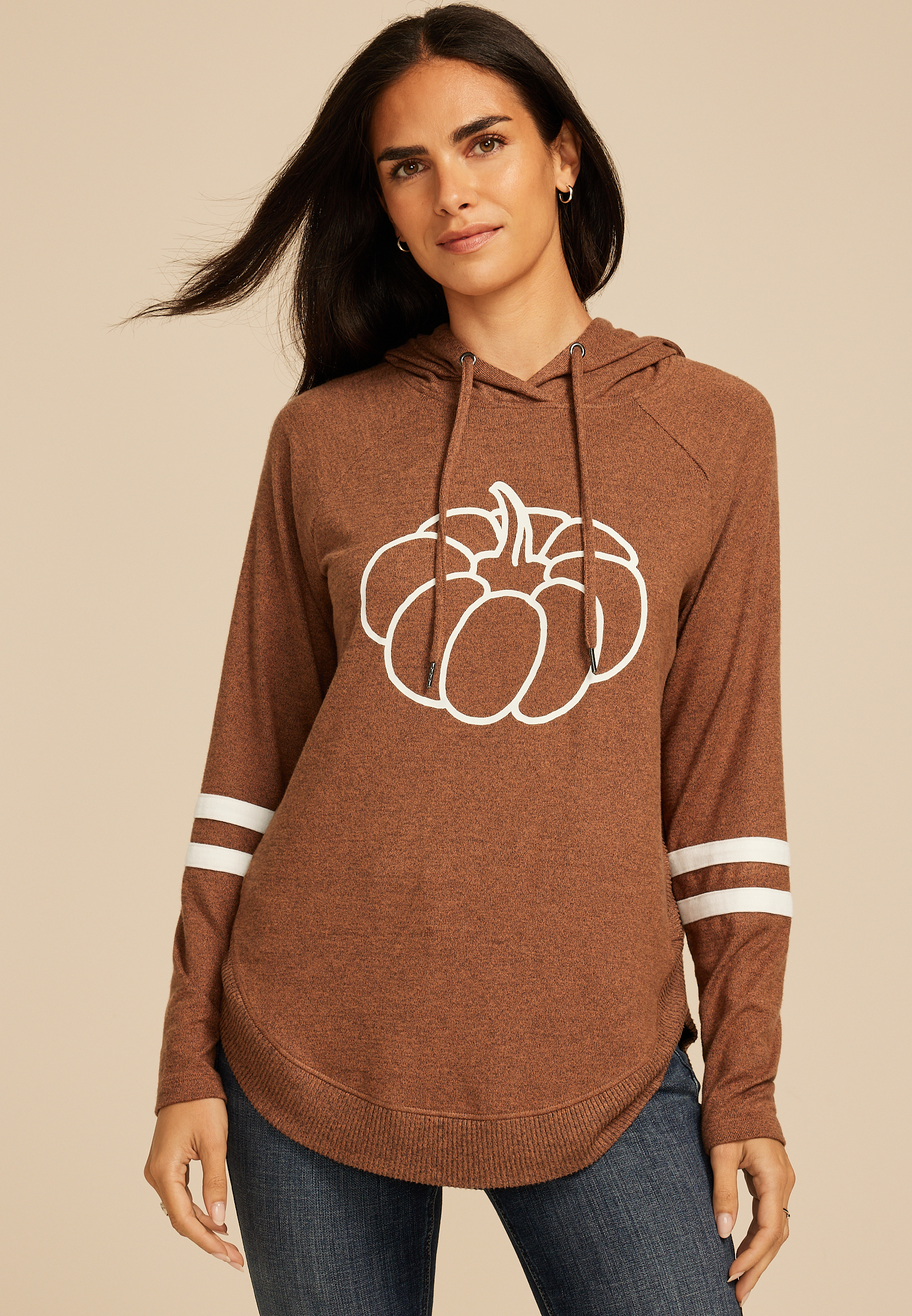 Haven Pumpkin Round Hem Hooded Tunic