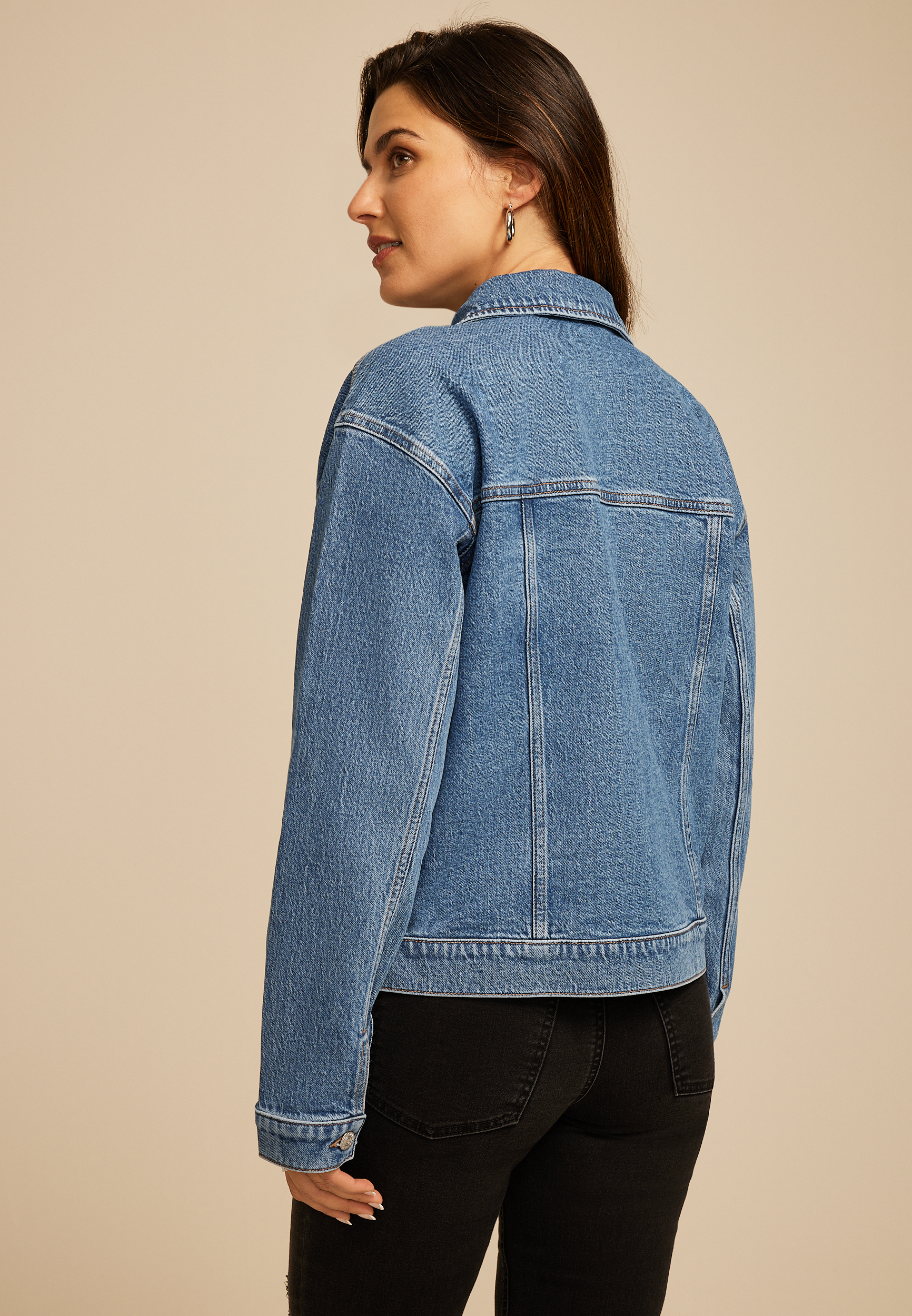 Studded Denim Jacket, C3337, large