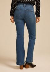 Everflex&trade; Dark High Rise Patch Pocket Flare Jean, C258, small