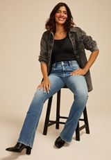 Everflex&trade; High Rise Stacked Waist Flare Jean, C3337, small