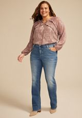 Plus Size Everflex™ High Rise Stacked Waist Slim Boot Jean, C3337, small