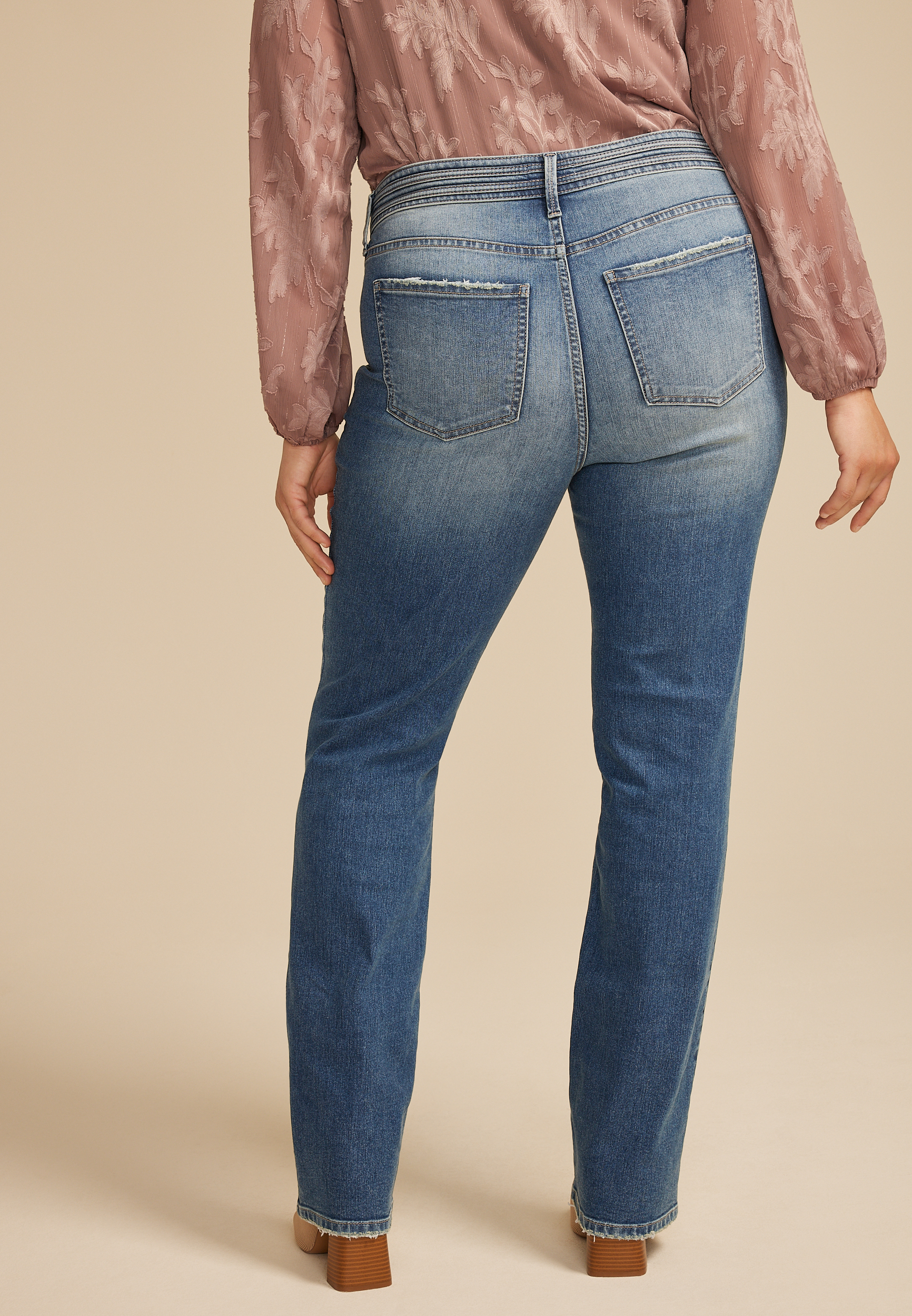 Plus Size Everflex™ High Rise Stacked Waist Slim Boot Jean, C3337, large