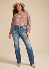 Plus Size Everflex™ High Rise Stacked Waist Slim Boot Jean, C3337, small