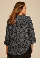 Plus Size Atwood 3/4 Sleeve Wheat V Neck Blouse, C1756, small