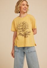 Peony Floral Relaxed Fit Graphic Tee, C8239, small