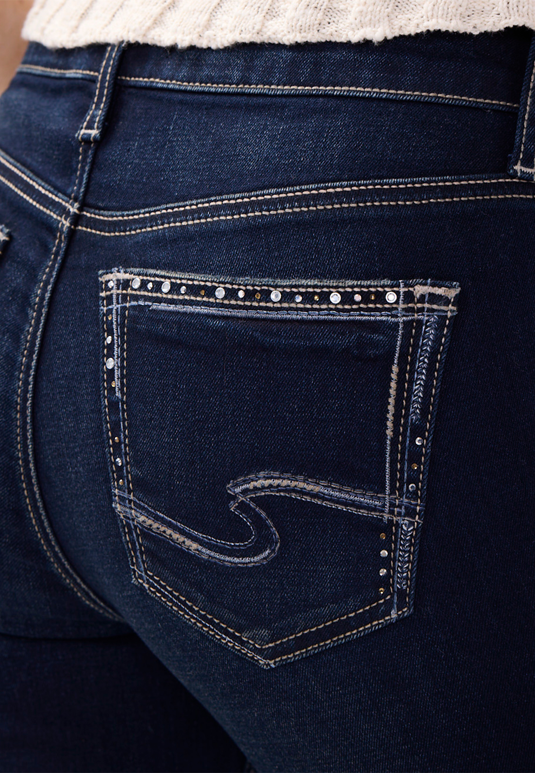 Silver Jeans Co.&reg; Elyse Luxe Stretch Embellished Pocket Slim Boot Jean, C258, large