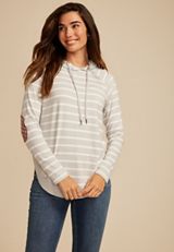 Haven Striped Round Hem Hoodie, C2823, small