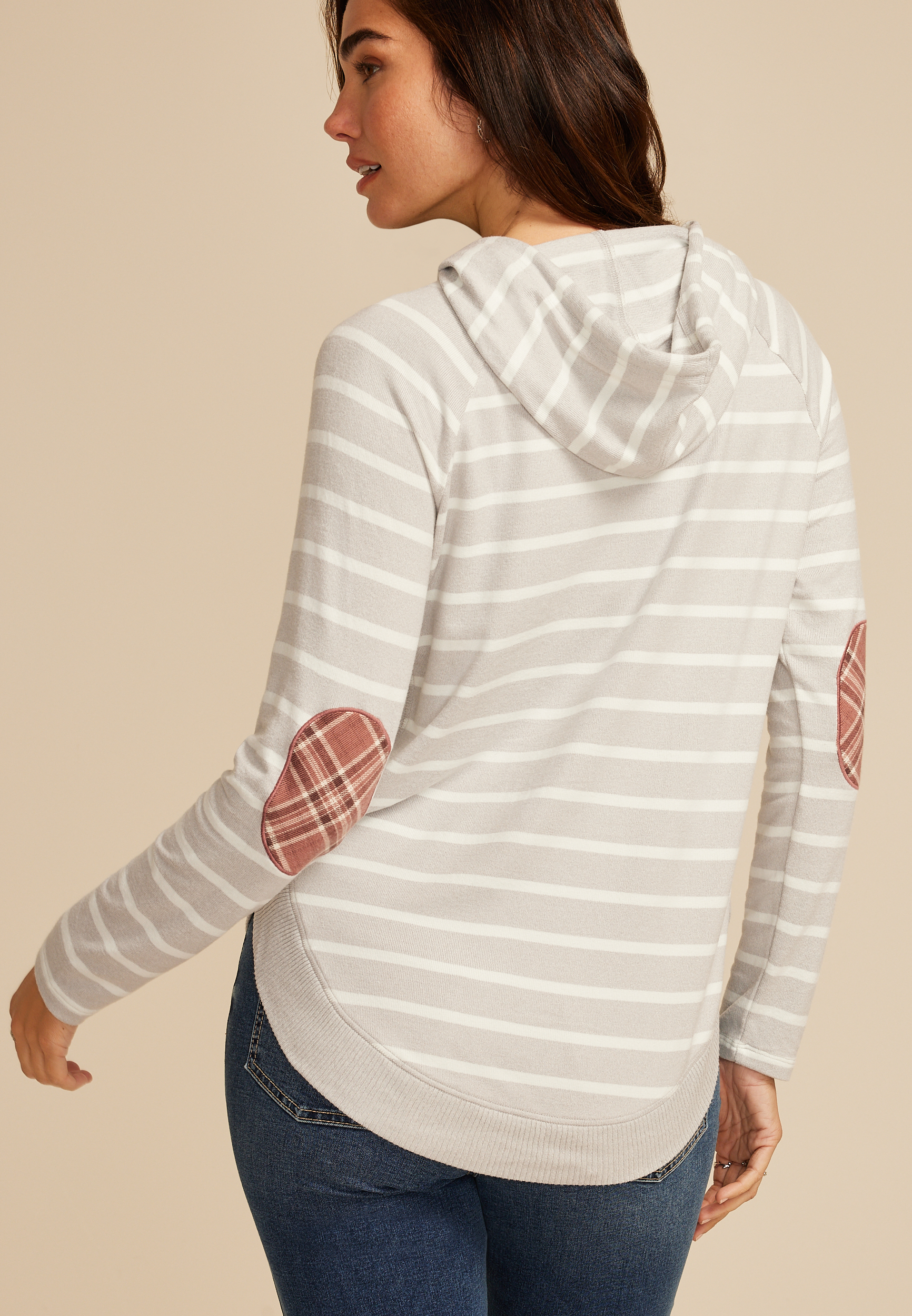 Haven Striped Round Hem Hoodie, C2823, large