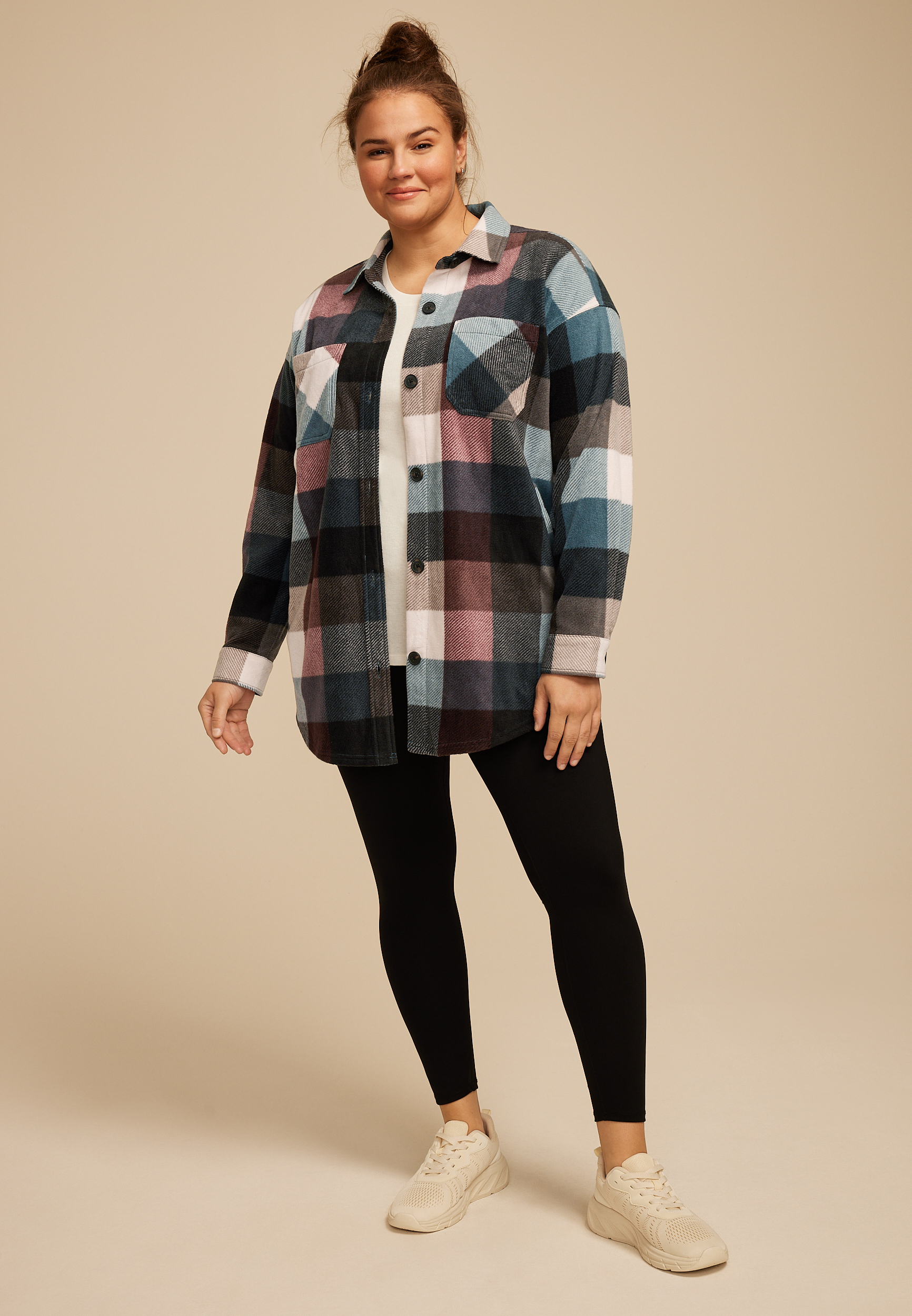 Plus Size Wilder Fleece Shacket, C1524, large