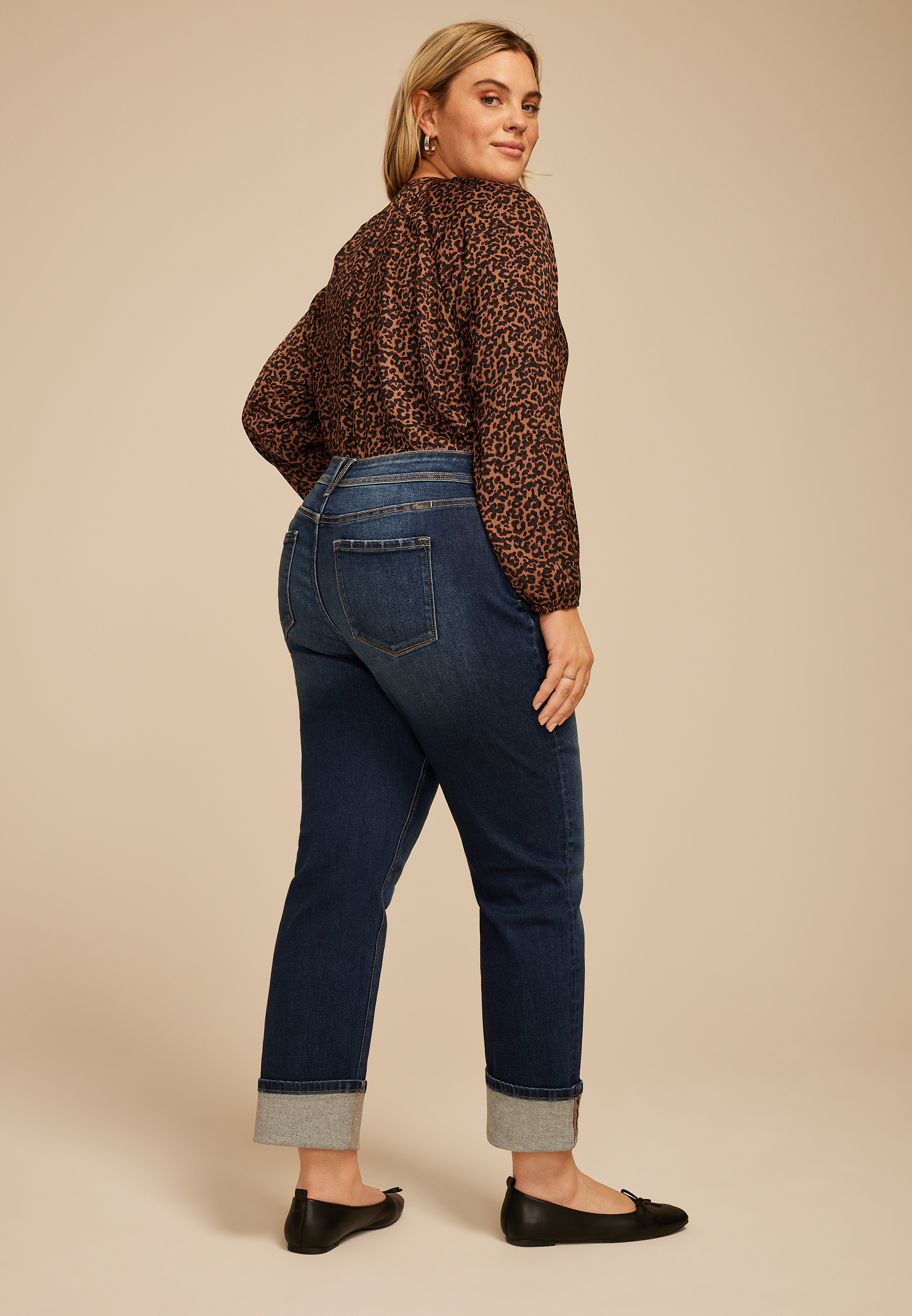 Plus Size KanCan&trade; High Rise Seamed Pocket Cuffed Hem Straight Jean, C258, large