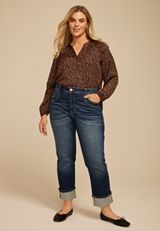Plus Size KanCan&trade; High Rise Seamed Pocket Cuffed Hem Straight Jean, C258, small