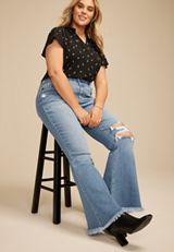 Plus Size KanCan&trade;High Rise Open Ripped Flare Jean, C3337, small