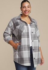 Plus Size Wilder Fleece Shacket, DARK GRAY COMBO, small