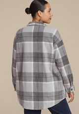 Plus Size Wilder Fleece Shacket, DARK GRAY COMBO, small