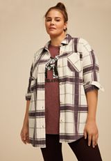 Plus Size Wilder Fleece Shacket, ANTIQUE WHITE COMBO, small