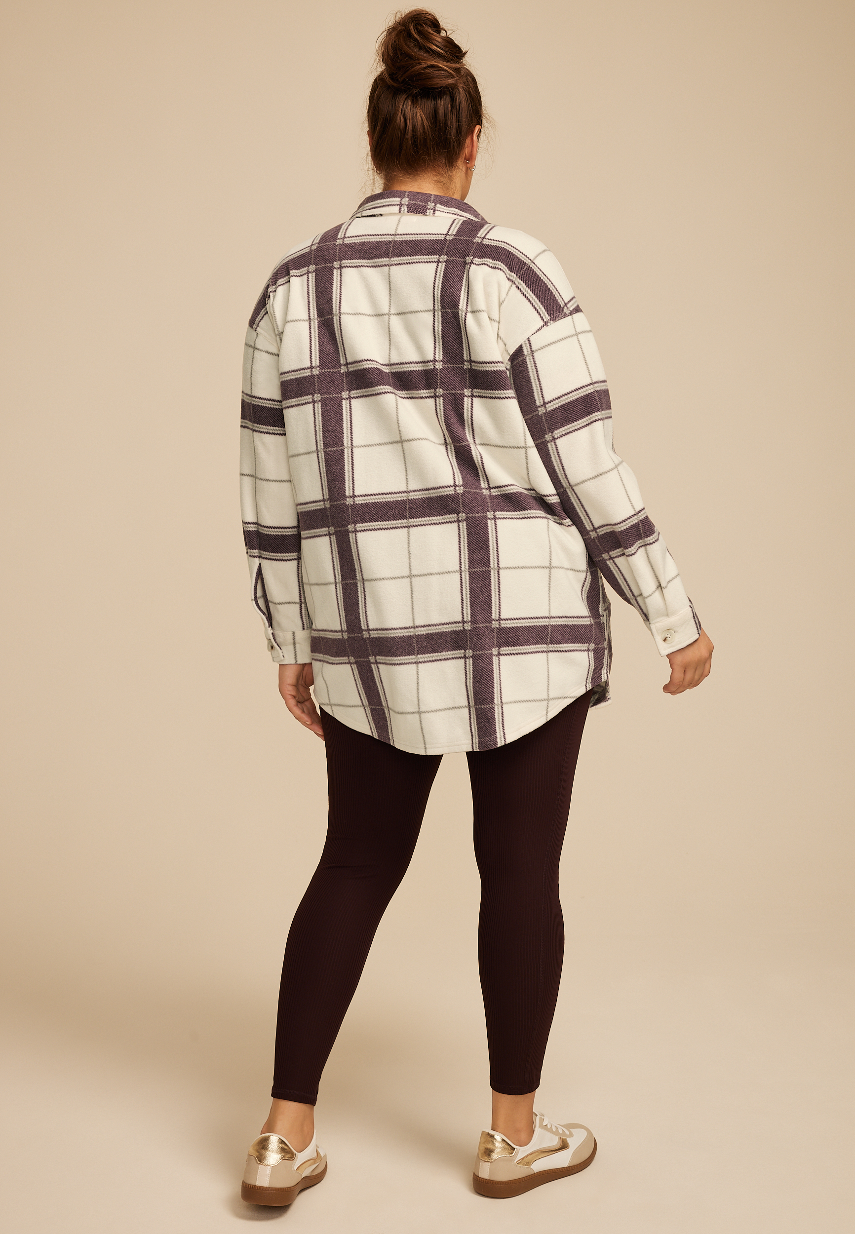 Plus Size Wilder Fleece Shacket, ANTIQUE WHITE COMBO, large