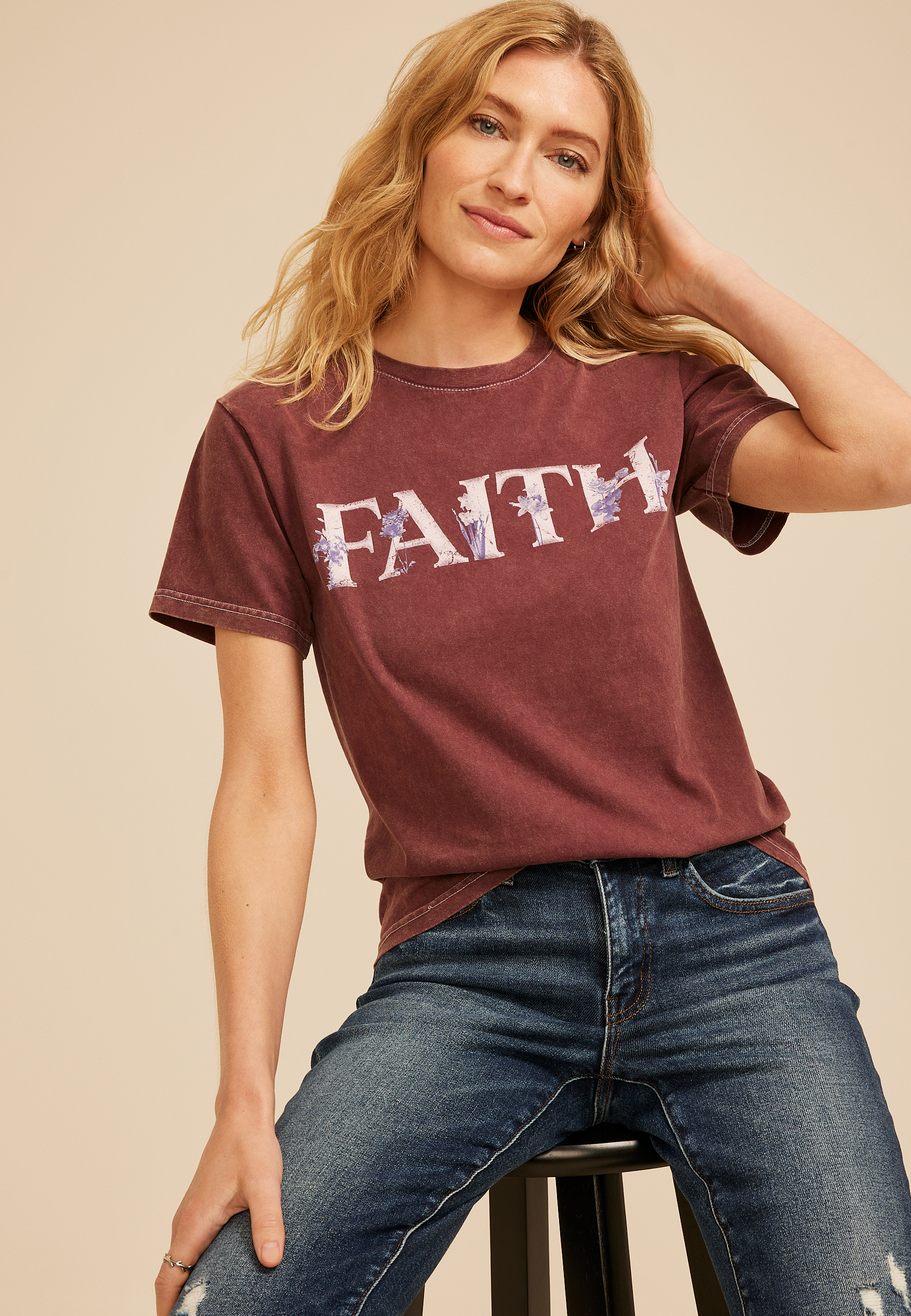 Floral Faith Relaxed Fit Graphic Tee