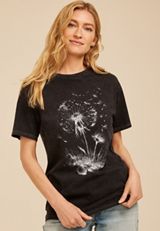 Scattered Dandelion Relaxed Fit Graphic Tee, BLACK, small