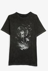 Scattered Dandelion Relaxed Fit Graphic Tee, BLACK, small