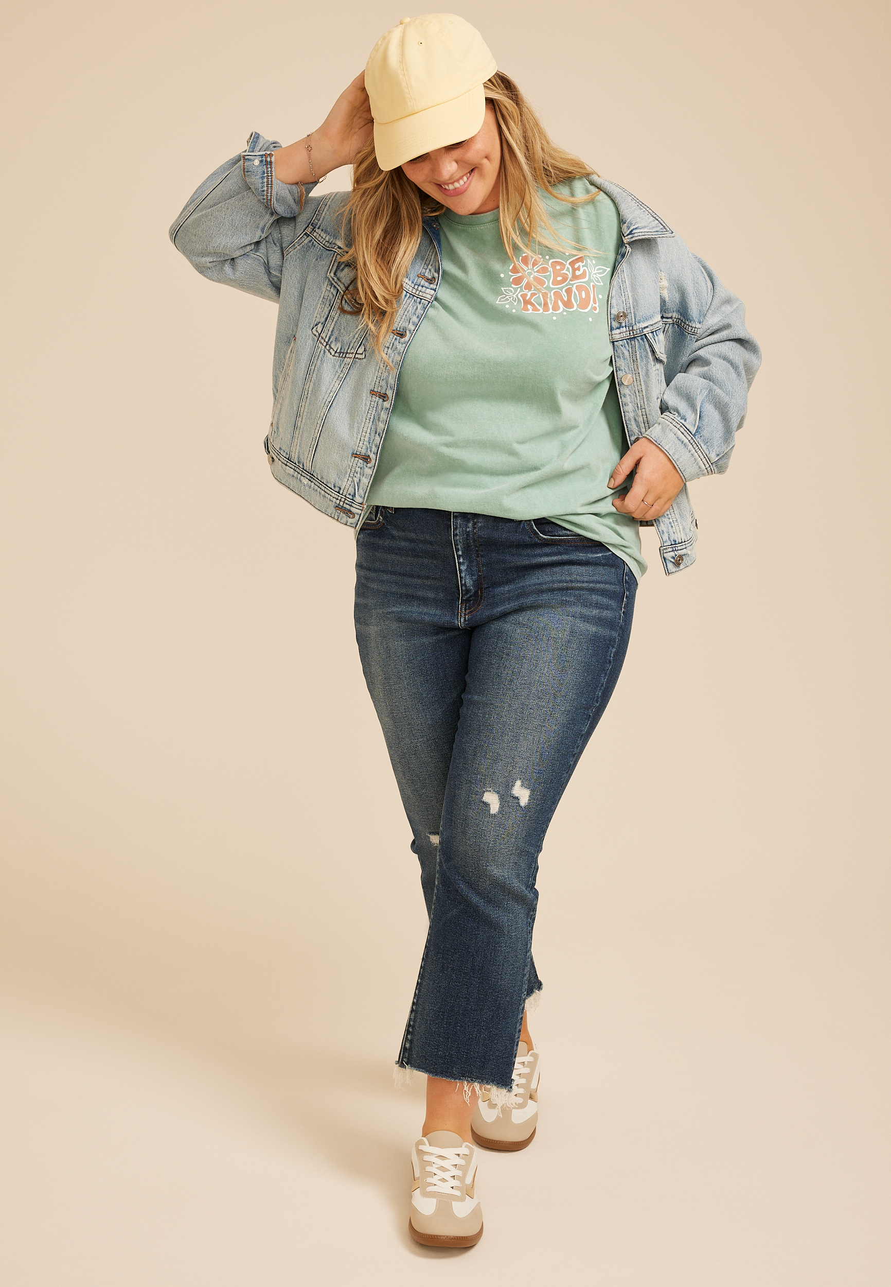 Plus Size Be Kind Floral Relaxed Fit Graphic Tee, C9625, large