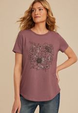 Floral Classic Fit Graphic Tee, C4291, small