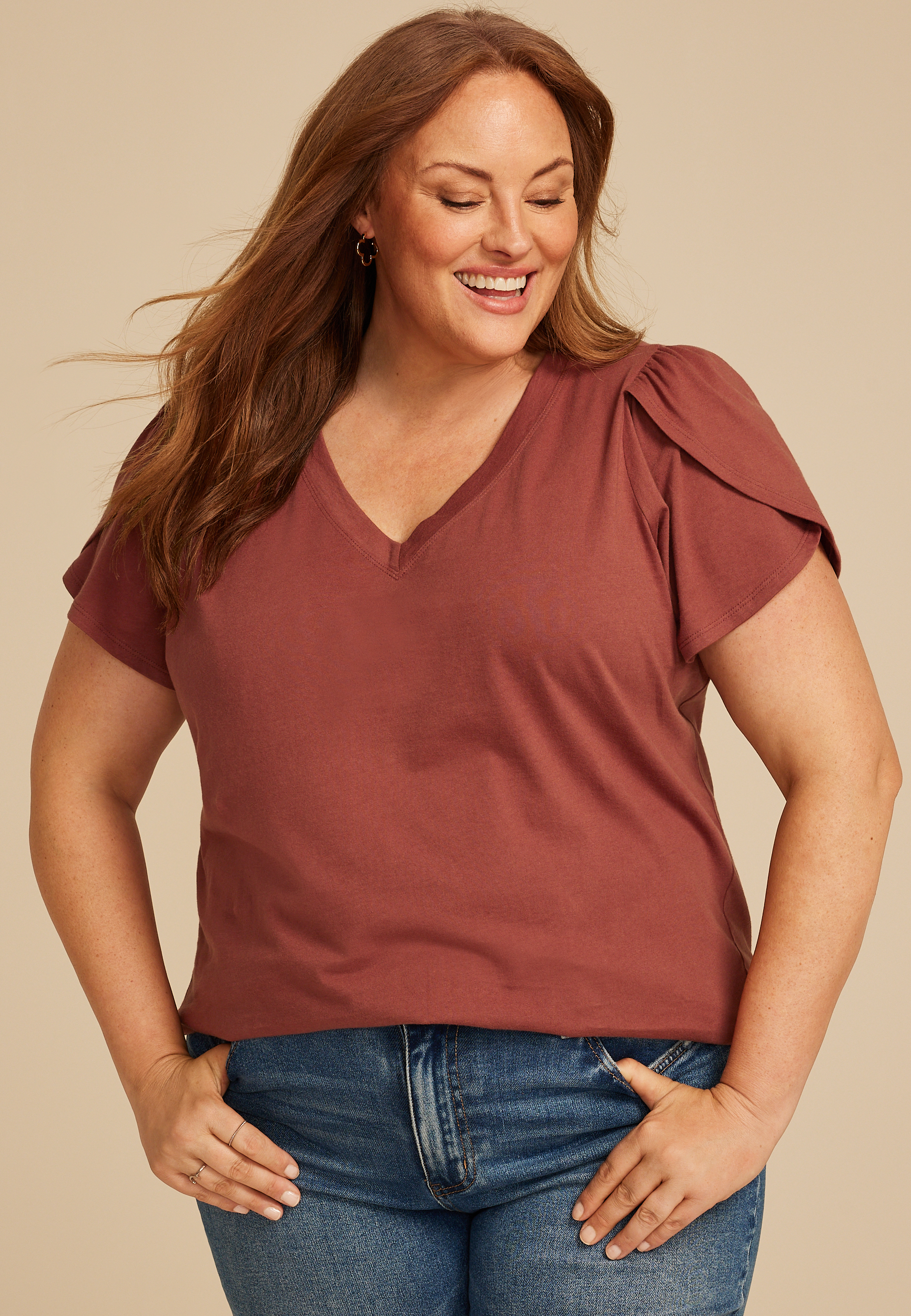 Plus Size 24/7 Holland Tulip Sleeve Tee