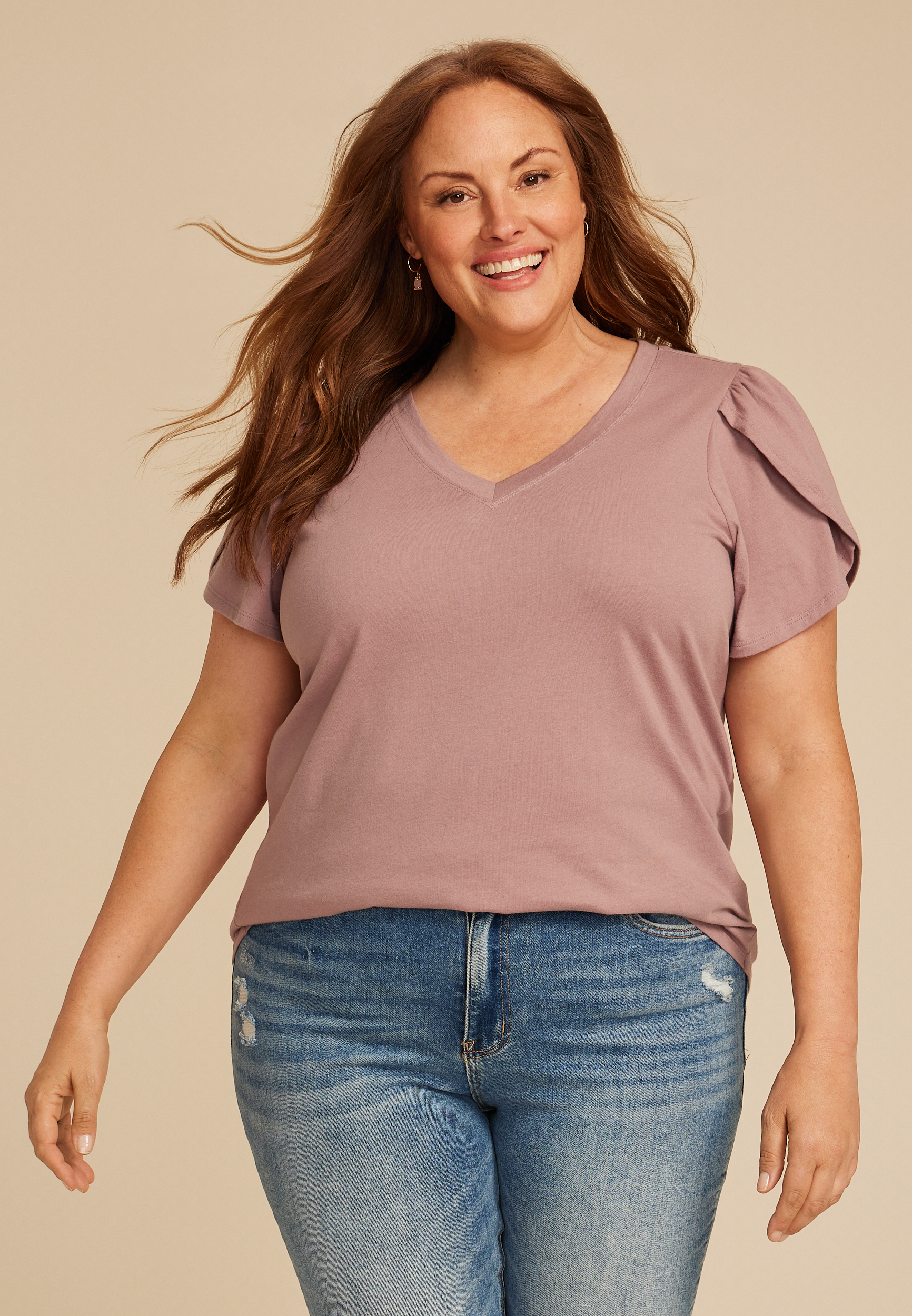 Plus Size 24/7 Holland Tulip Sleeve Tee