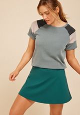 Wavy Ribbed Colorblock Raglan Tee, C2666, small