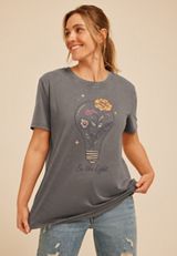 Be The Light Floral Oversized Fit Graphic Tee, C829, small