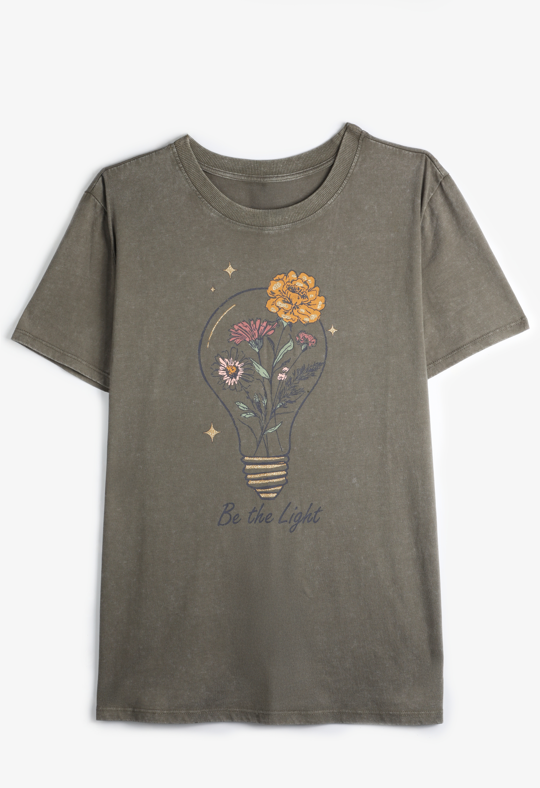 Be The Light Floral Oversized Fit Graphic Tee, C829, large
