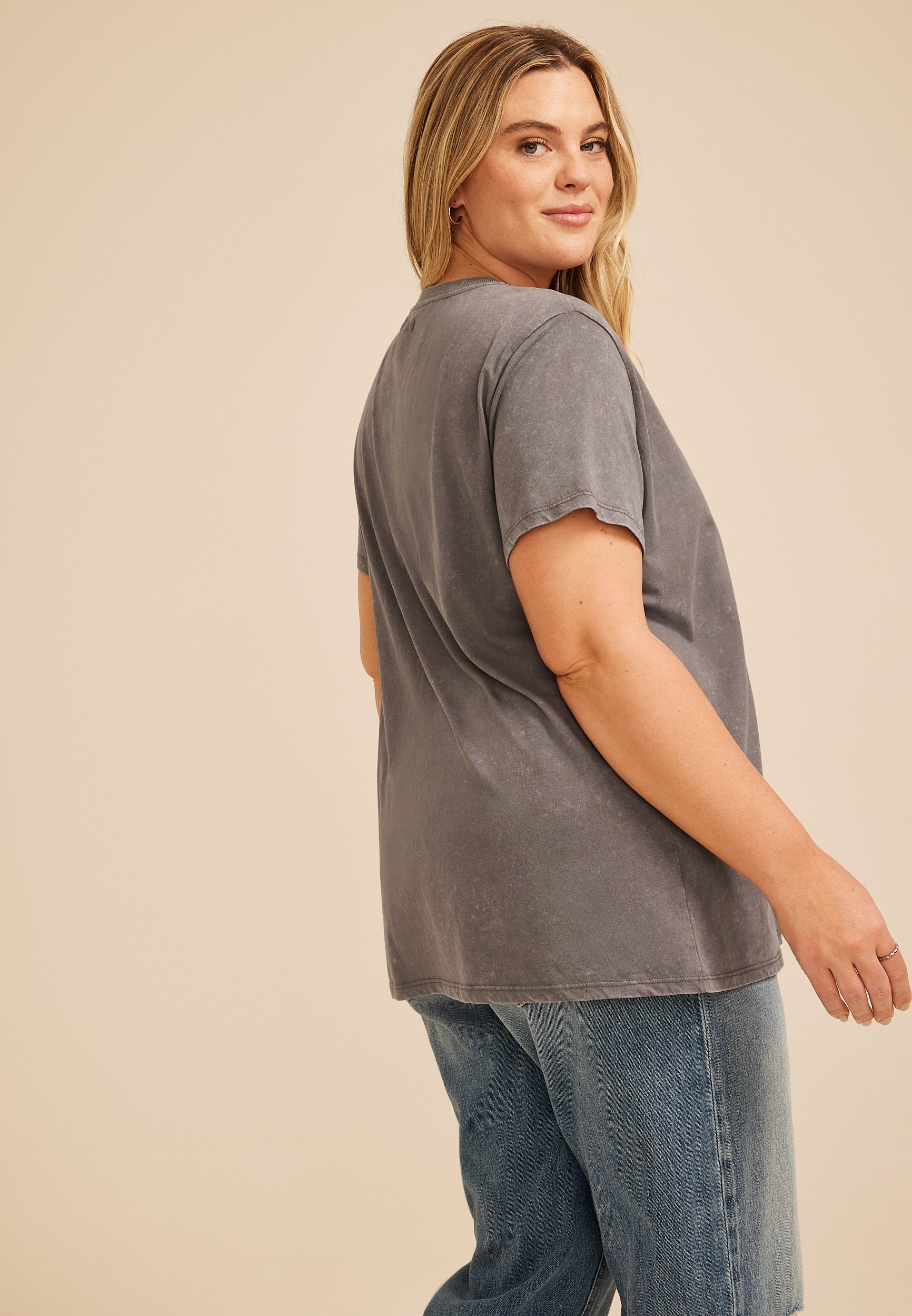Plus Size Be The Light Floral Oversized Fit Graphic Tee, C829, large