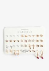 20 Pack Mixed Metals Earring Set, GOLD, small