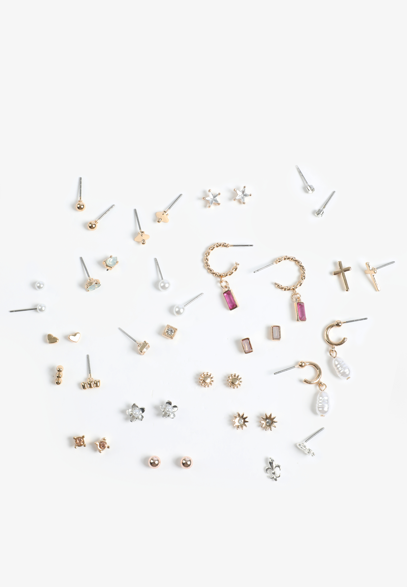 20 Pack Mixed Metals Earring Set, GOLD, large