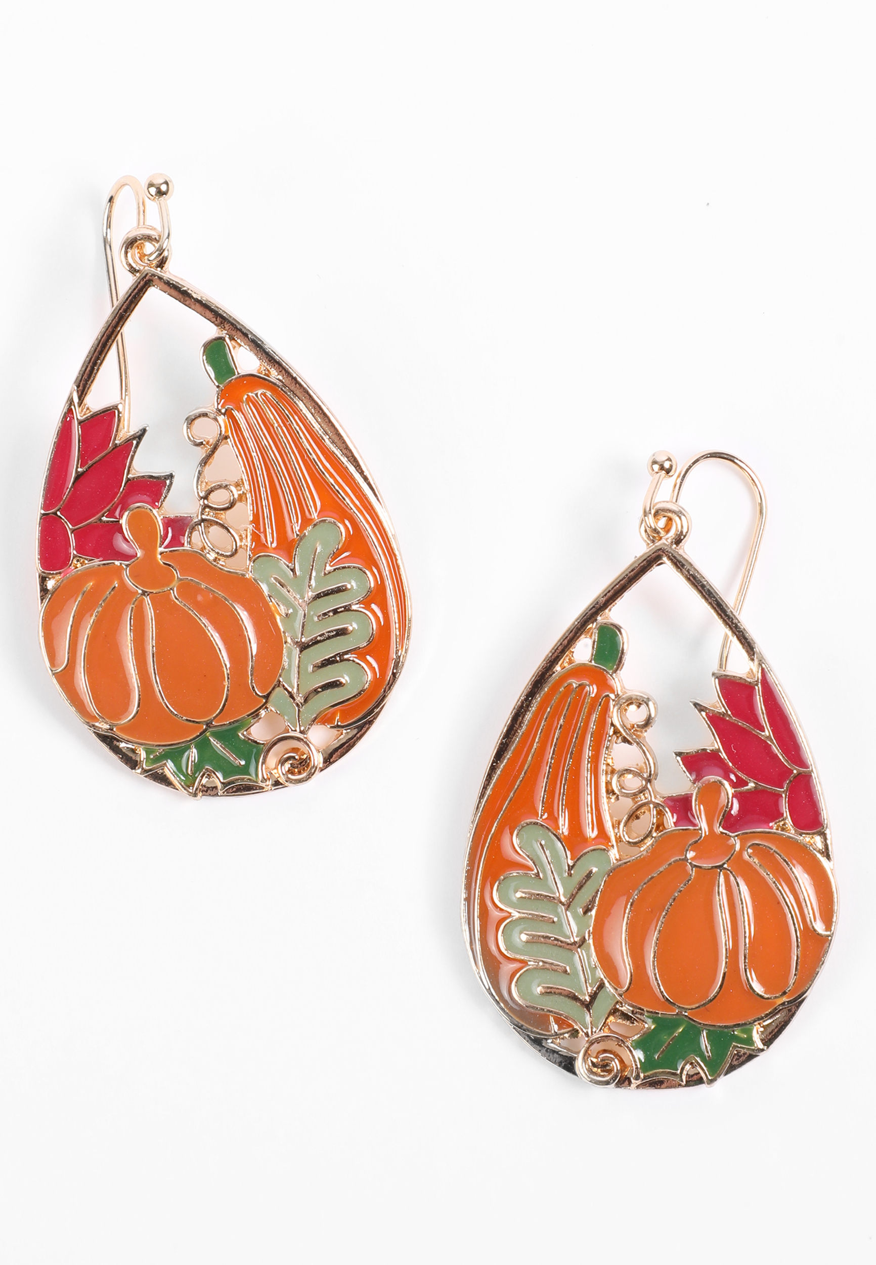 Fall Pumpkin Teardrop Earrings