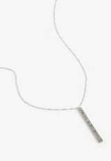 Silver Rhinestone Bar Pendant Necklace, SILVER, small