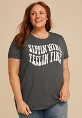 Plus Size Sippin Wine Feelin Fine Classic Fit Graphic Tee, , small