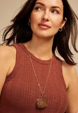 Gold Metal Overlay Pumpkin Pendant Necklace, , small