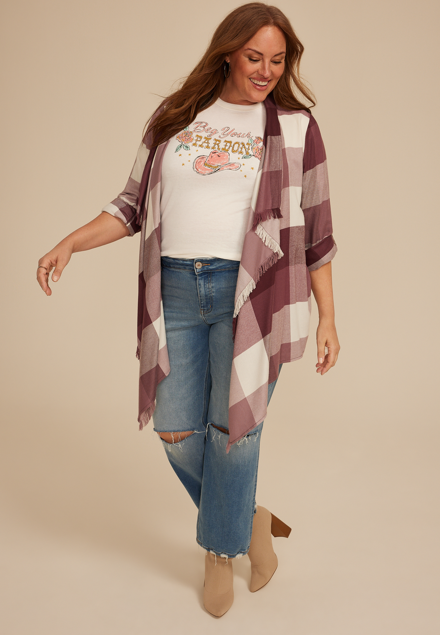 Plus Size Beg Your Pardon Classic Fit Graphic Tee, , large