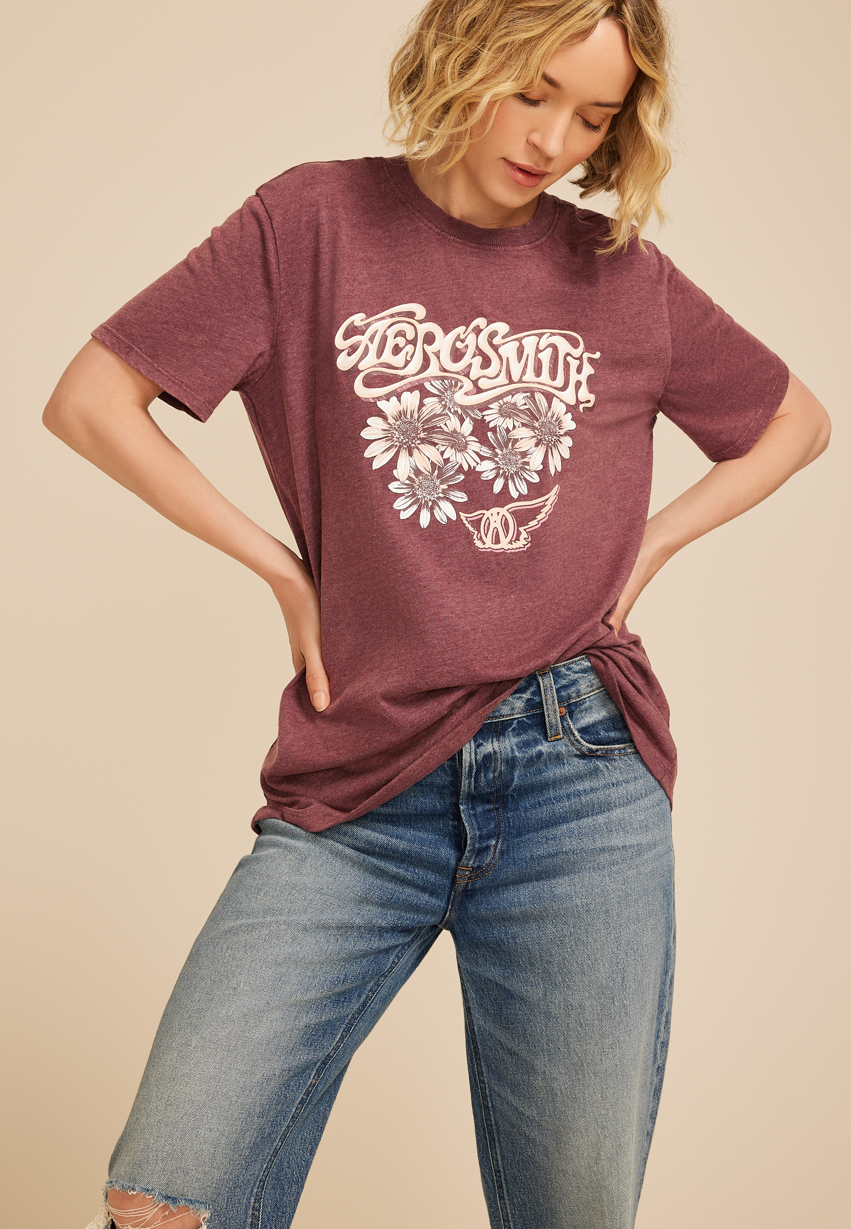 Floral Aerosmith Oversized Fit Graphic Tee