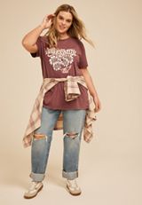 Plus Size Floral Aerosmith Oversized Fit Graphic Tee, C830, small
