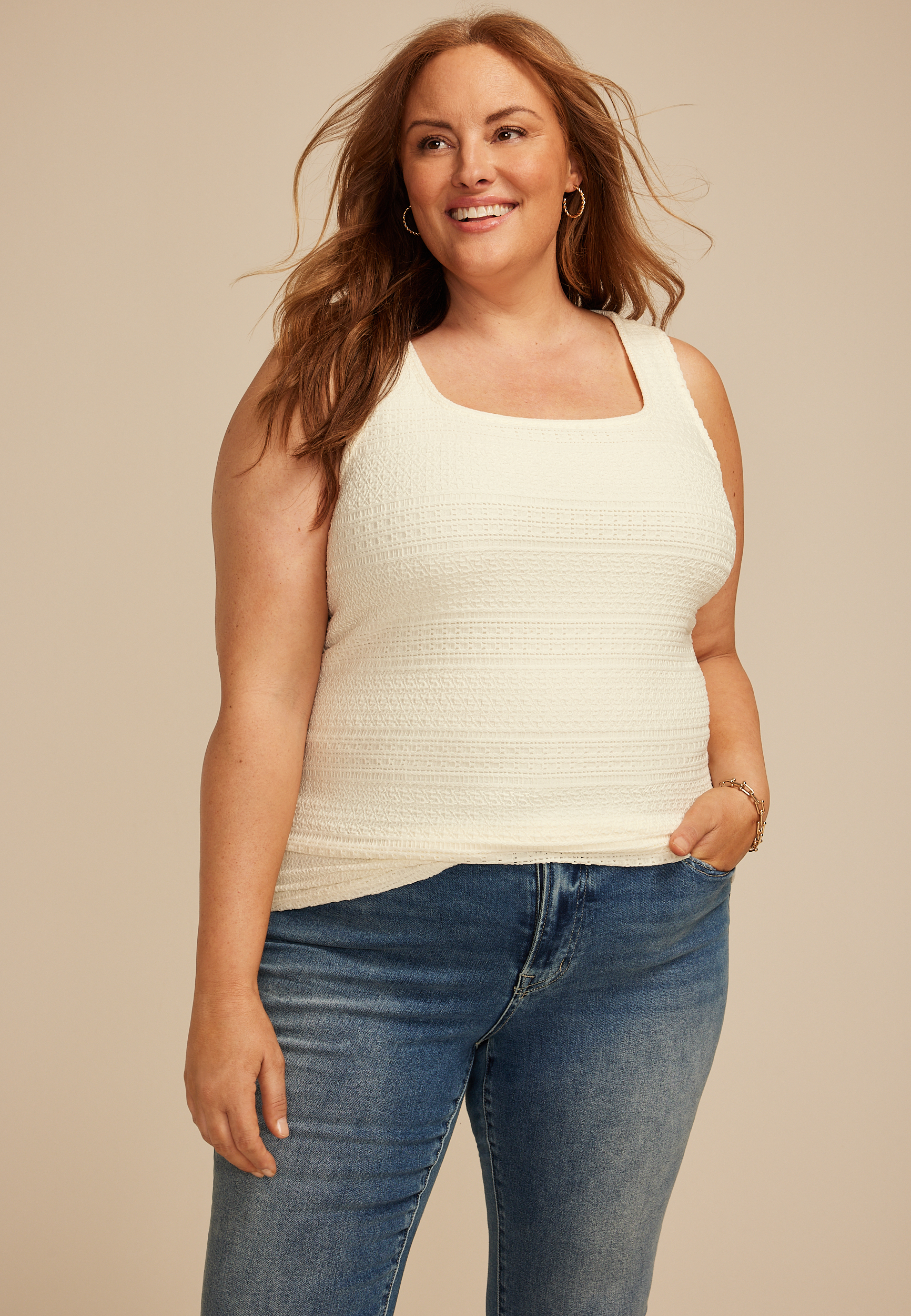Plus Size Textured Sweater Tank Top