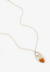 Pressed Fall Floral Oval Pendant Necklace, GOLD, small