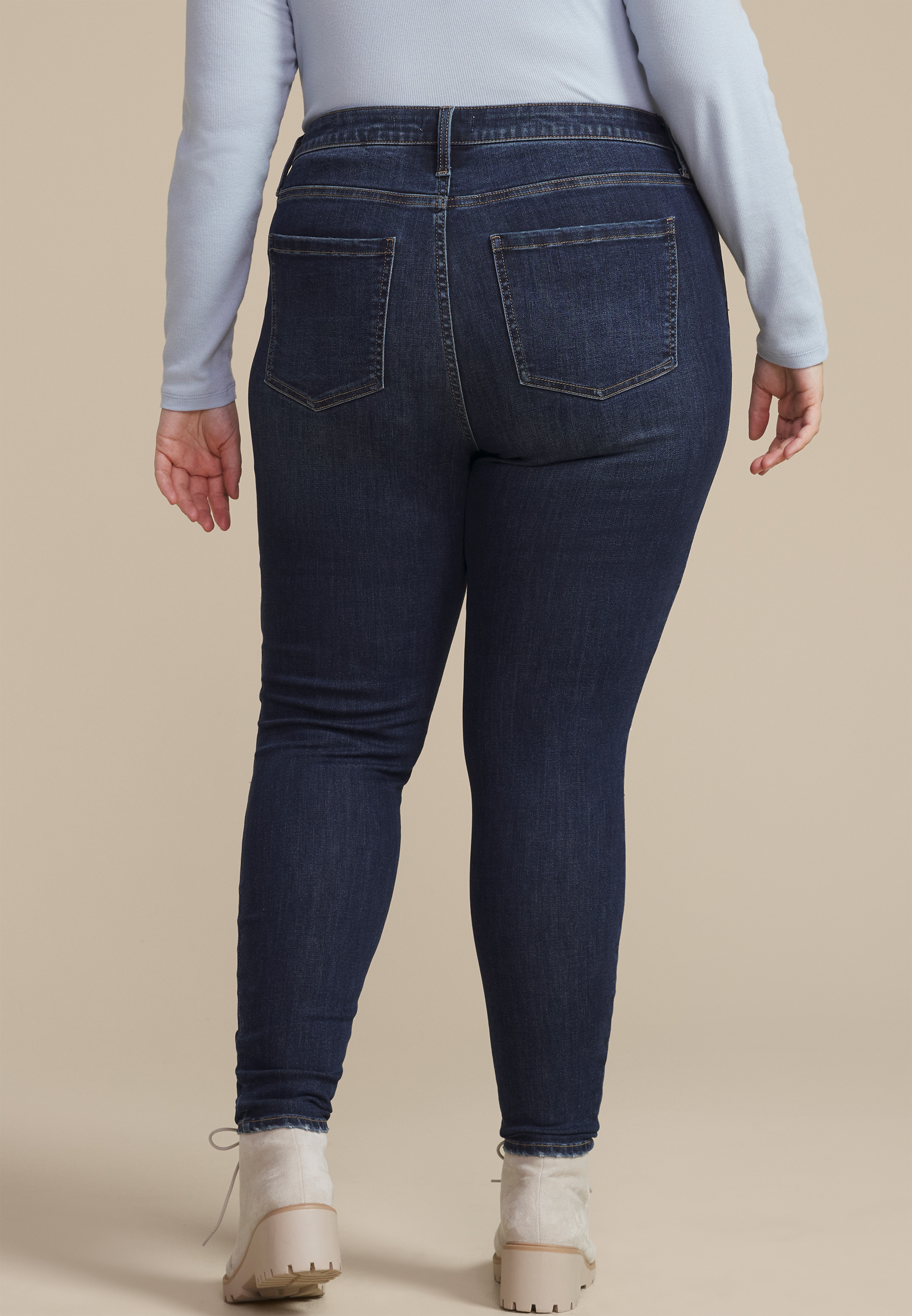 Plus Size m jeans by maurices&trade; Dark Cool Comfort High Rise Backed Ripped Jegging, C258, large