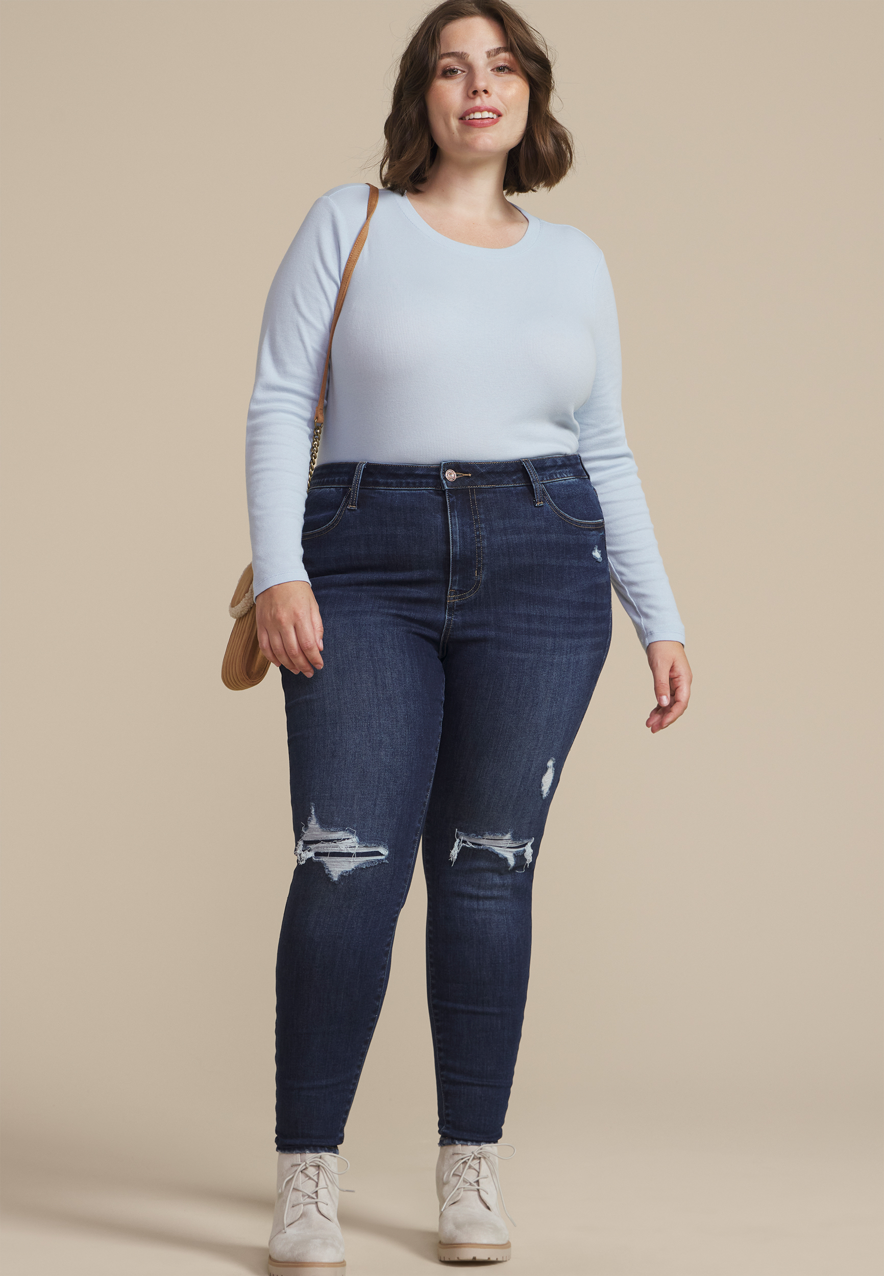 Plus Size m jeans by maurices&trade; Dark Cool Comfort High Rise Backed Ripped Jegging, C258, large