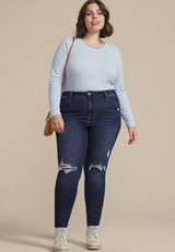 Plus Size m jeans by maurices&trade; Dark Cool Comfort High Rise Backed Ripped Jegging, C258, small