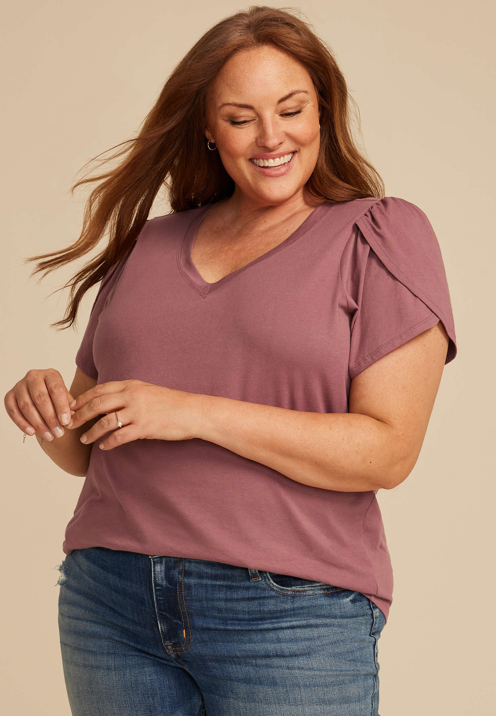 Plus Size 24/7 Holland Tulip Sleeve Tee