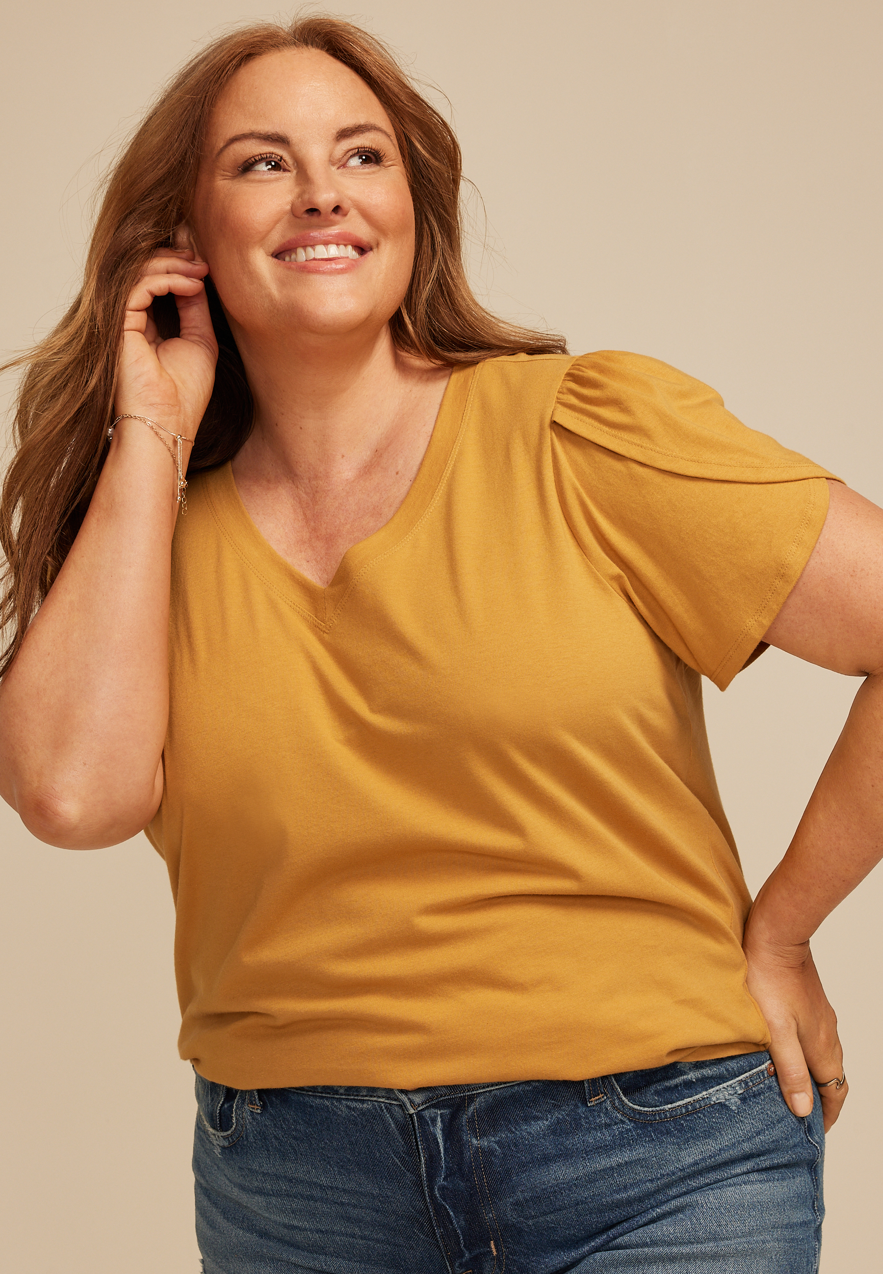 Plus Size 24/7 Holland Tulip Sleeve Tee